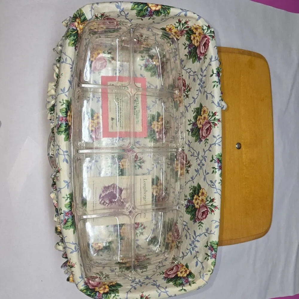 Longaberger 1996 Mother's Day Vanity Basket Liner Protector, 2 Inserts, Tie On